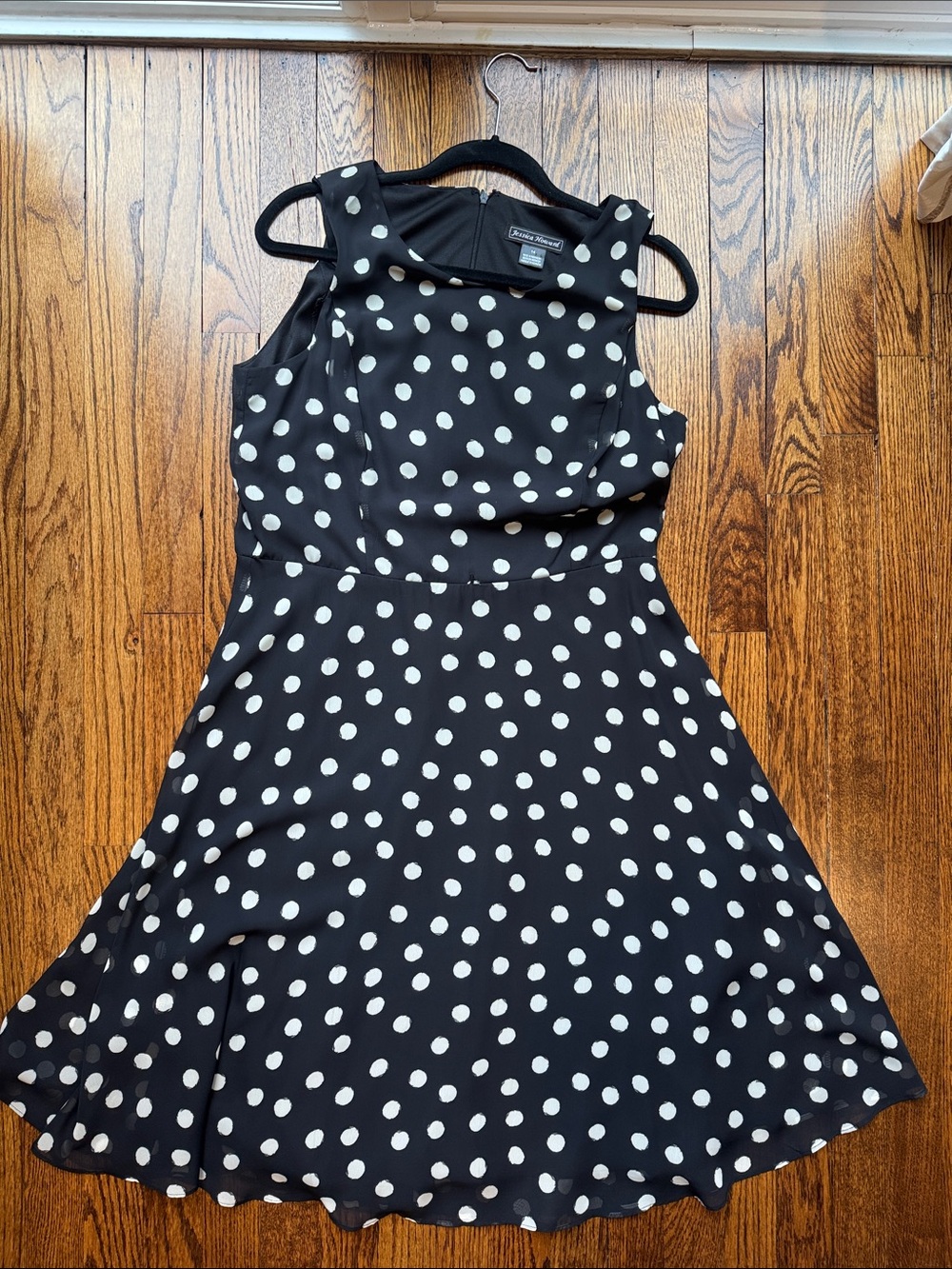 Jessica Howard Black and White Polka Dot Fit-and-Flare Dress